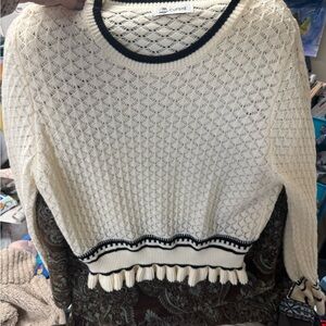 Cupshe Ivory Sweater with Black Trim